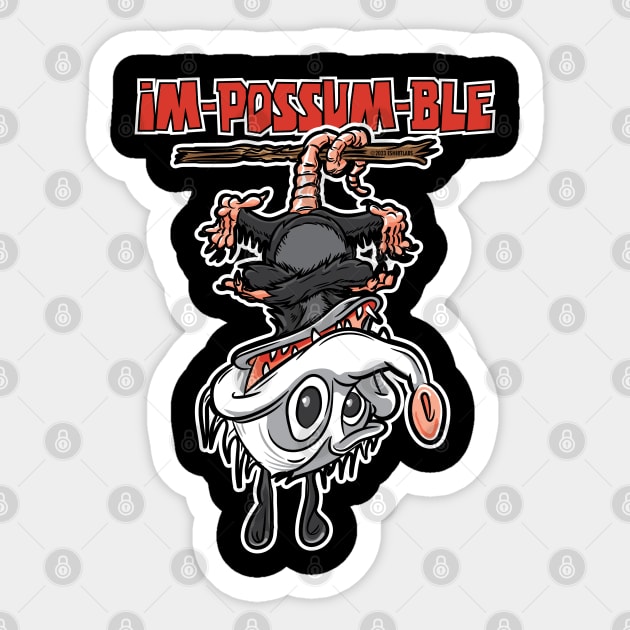 Im-Possum-ble Cute Possum Upside Down Sticker by eShirtLabs